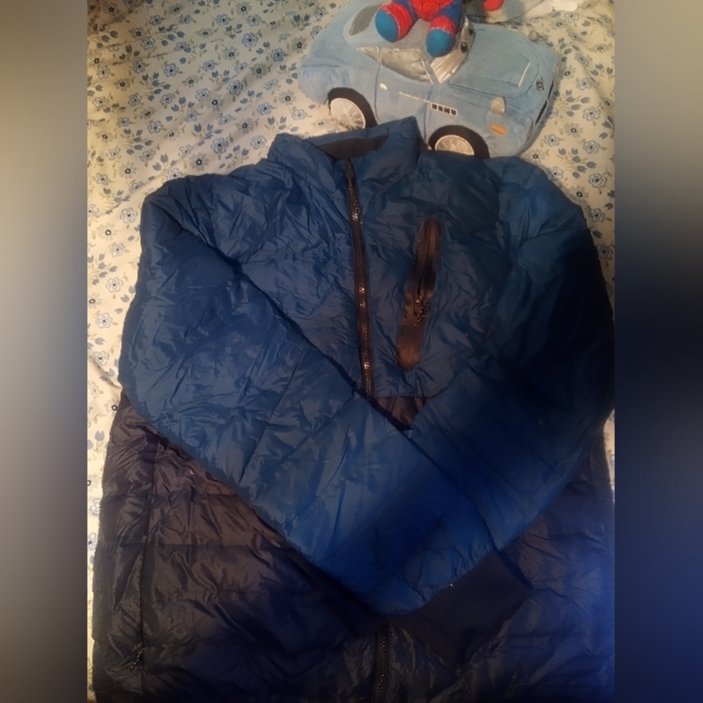 Blue and Black Puffer Jacket